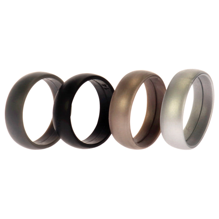 Silicone Wedding Ring Set - Metal-Silver by ROQ for Men - 4 x 15 mm Ring