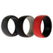 Silicone Wedding 2Layer Dome Ring Set - Black-Red by ROQ for Men - 3 x 8 mm Ring