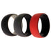 Silicone Wedding 2Layer Dome Ring Set - Black-Red by ROQ for Men - 3 x 9 mm Ring