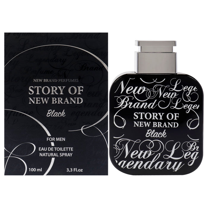 Story Of New Brand Black de New Brand pour hommes - Vaporisateur EDT de 3,3 oz