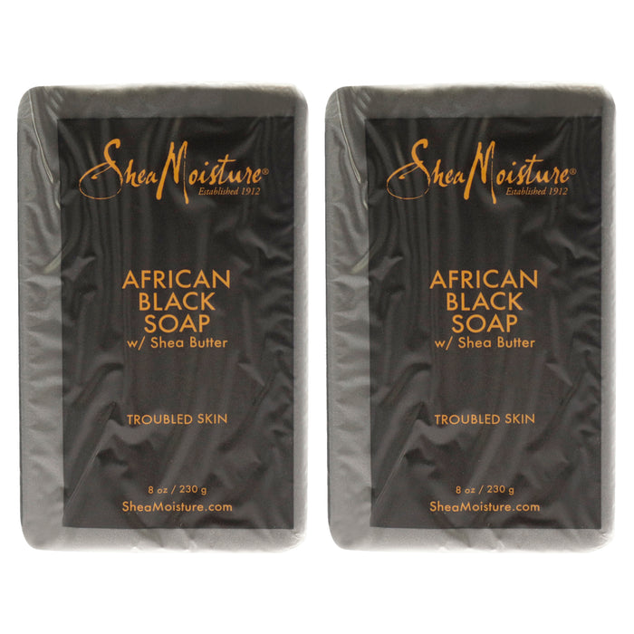 Barra de jabón negro africano para pieles propensas al acné y con problemas de Shea Moisture para unisex - 8 oz Paquete de 2