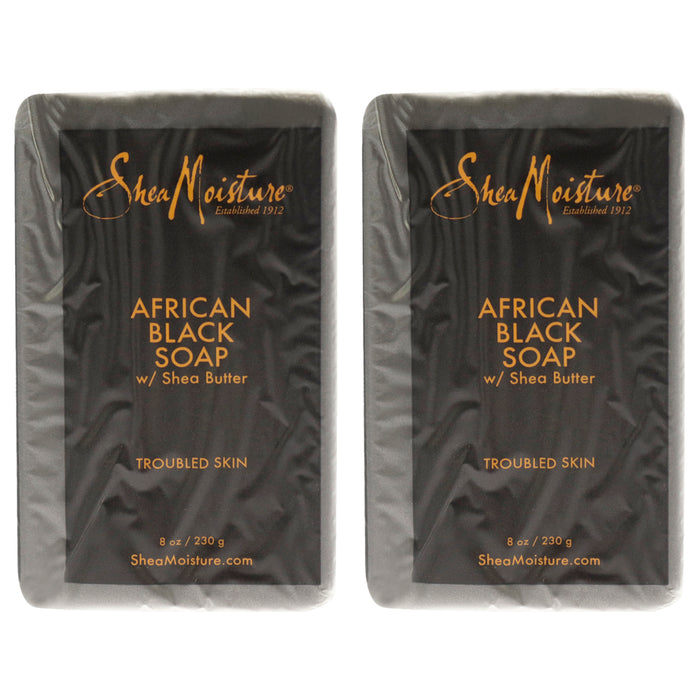 Barre de savon noir africain pour peaux sujettes à l'acné et à problèmes - Lot de 2 par Shea Moisture pour unisexe - Barre de savon 8 oz