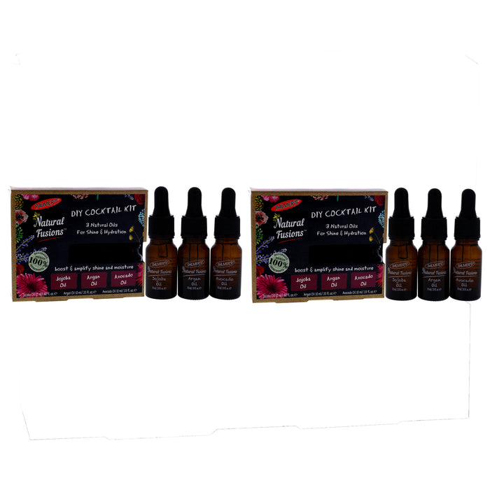 Natural Fusions Shine and Hydration DIY Cocktail Kit - Pack of 2 by Palmers for Unisex - 3 x 0.33 oz Jojoba Oil, Argan Oil, Avocado Oil