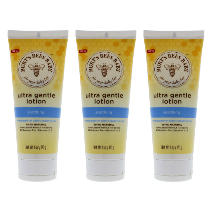 Baby Ultra Gentle Lotion by Burts Bees for Kids - 6 oz Body Lotion - Pack of 3