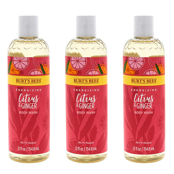 Gel de baño energizante con cítricos y jengibre de Burts Bees para mujeres - Gel de baño de 12 oz - Paquete de 3