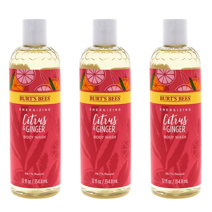 Energizing Citrus and Ginger Body Wash by Burts Bees for Women - 12 oz Body Wash - Pack of 3