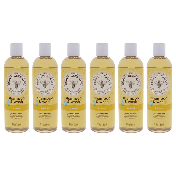 Baby Bee Shampoo and Wash Original by Burts Bees for Kids - 12 oz Shampoo and Body Wash - Pack of 6