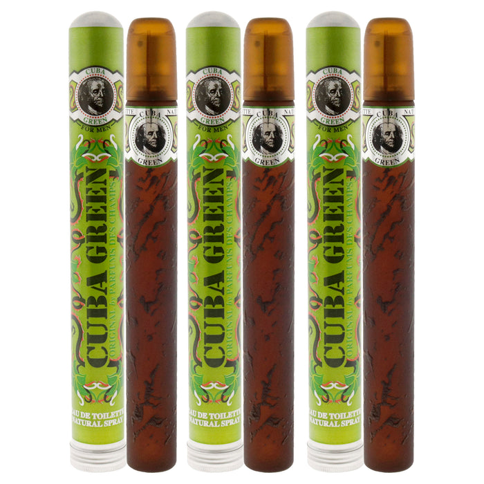 Cuba Green de Cuba para hombres - Spray EDT de 1,17 oz - Paquete de 3
