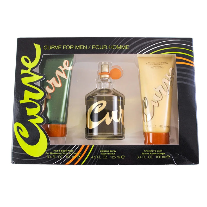 Curve by Liz Claiborne for Men - 3 Pc Gift Set 4.2oz Cologne Spray, 3.4oz Aftershave Balm, 3.4oz Showe Gel