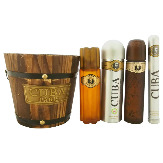 Cuba Gold by Cuba for Men - 4 Pc Gift Set 3.3oz EDT Spray, 1.17oz EDT Spray, 3.3oz After Shave, 6.7oz Shower Gel