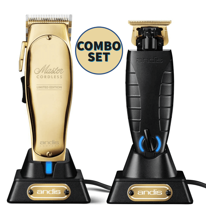 Andis Master Cordless Limited Gold Edition Clipper #12540 & GTX_EXO Cordless Trimmer #74100, #74150