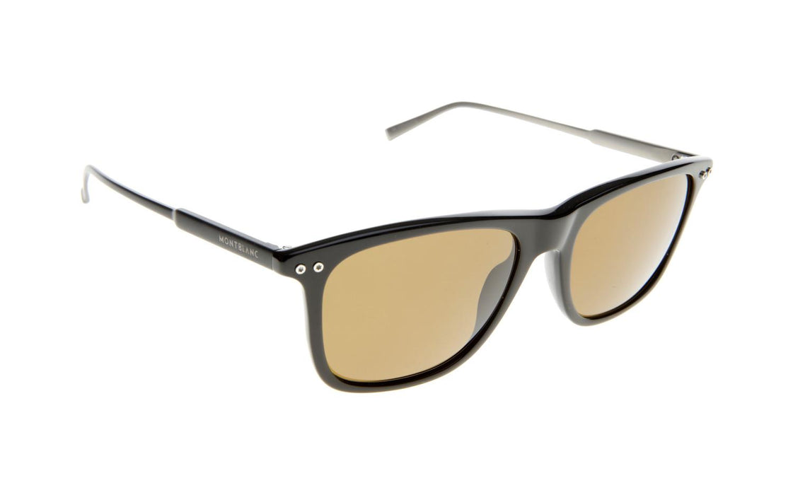 Mont Blanc MB600S 01M - Shiny Black-Roviex Brown Polarized by Mont Blanc for Men - 55-18-145 mm Sunglasses