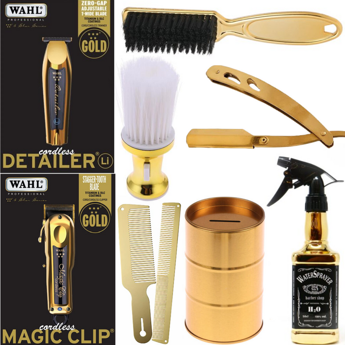 Wahl Professional 5 Star Series Clip magique sans fil doré et détail sans fil Li Gold + ensemble combiné de cadeaux gratuits