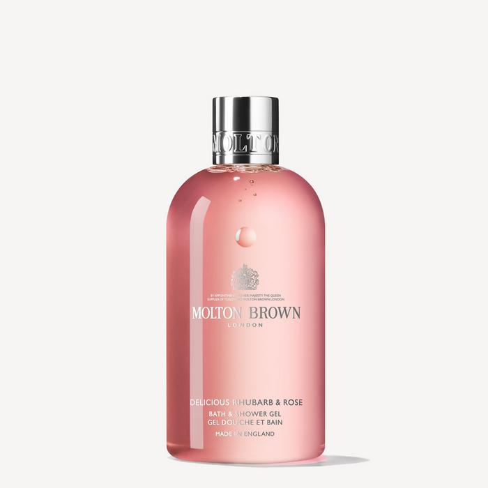 Delicioso gel de baño y ducha de ruibarbo y rosas de Molton Brown para mujeres - Gel de baño y ducha de 10 oz