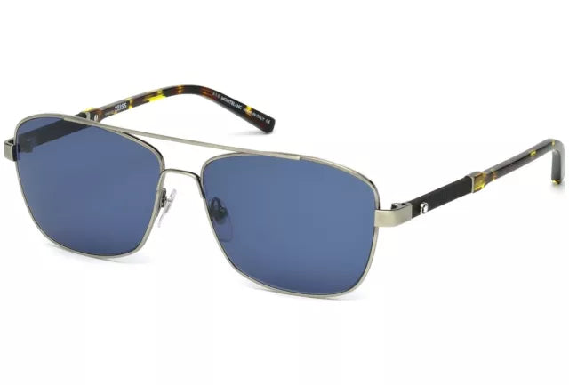 Mont Blanc MB594S 08V - Shiny Gumetal-Blue by Mont Blanc for Men - 59-15-145 mm Sunglasses