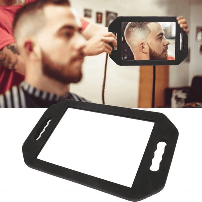Miroir à main rectangulaire avec poignée – Équipement léger pour salon de coiffure, accessoires pour coiffeur et barbier