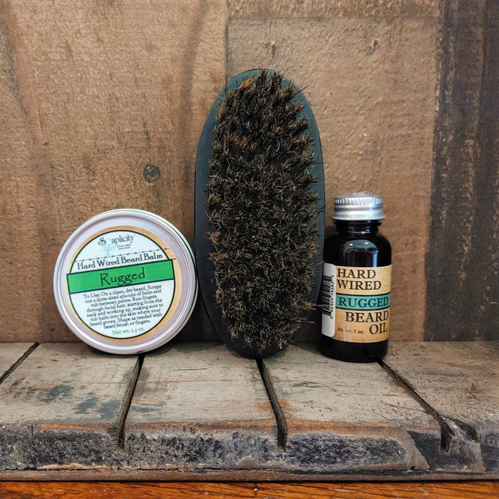 Beard-Pro Gift Set with Hard Wired Beard Oil, Balm, & Brush