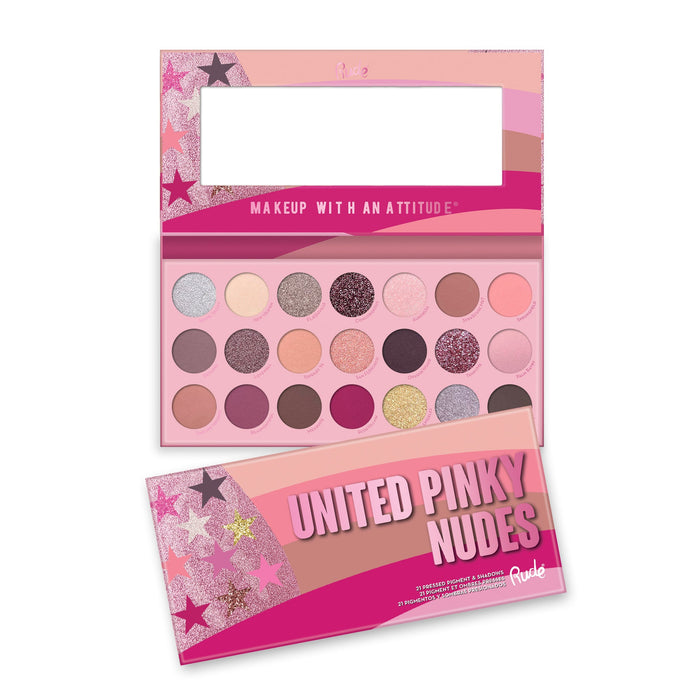 RUDE United Pinky Nudes - Paleta de 21 sombras y pigmentos prensados