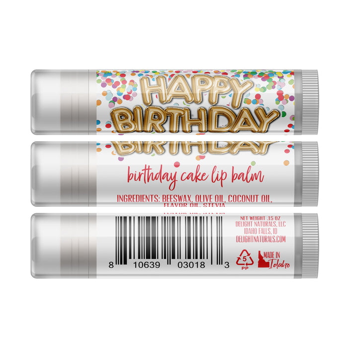 Baume à lèvres pour gâteau d'anniversaire (vanille) - Paquet de trois