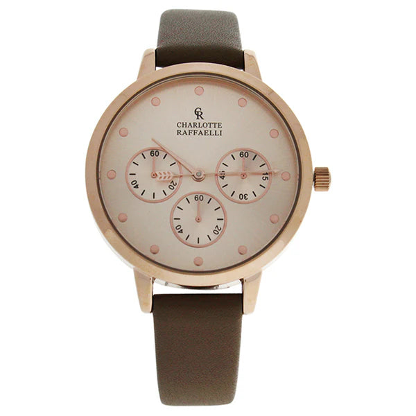 CRB015 La Basic - Rose Gold/Brown Leather Strap Watch by Charlotte Raffaelli for Women - 1 Pc Watch