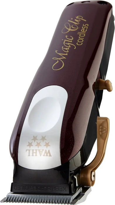 Wahl Professional Magic Clip Cordless Clipper - High-Performance Burgundy Edition for Precision Fades and Haircuts