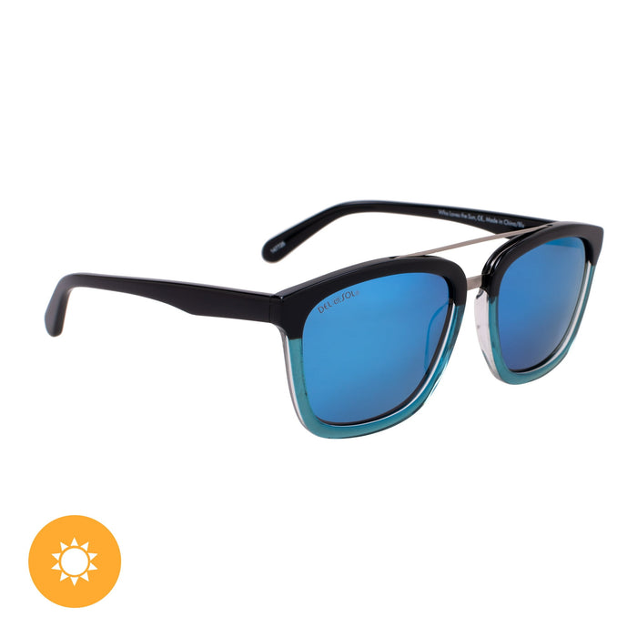 Solize Who Loves the Sun - Black and Clear to Blue by DelSol for Unisex - 1 Pc Sunglasses