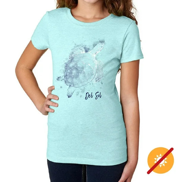 T-shirt ras du cou pour enfants - Turtle Splash - Bleu glacier par DelSol pour enfants - T-shirt 1 pièce (YXS)