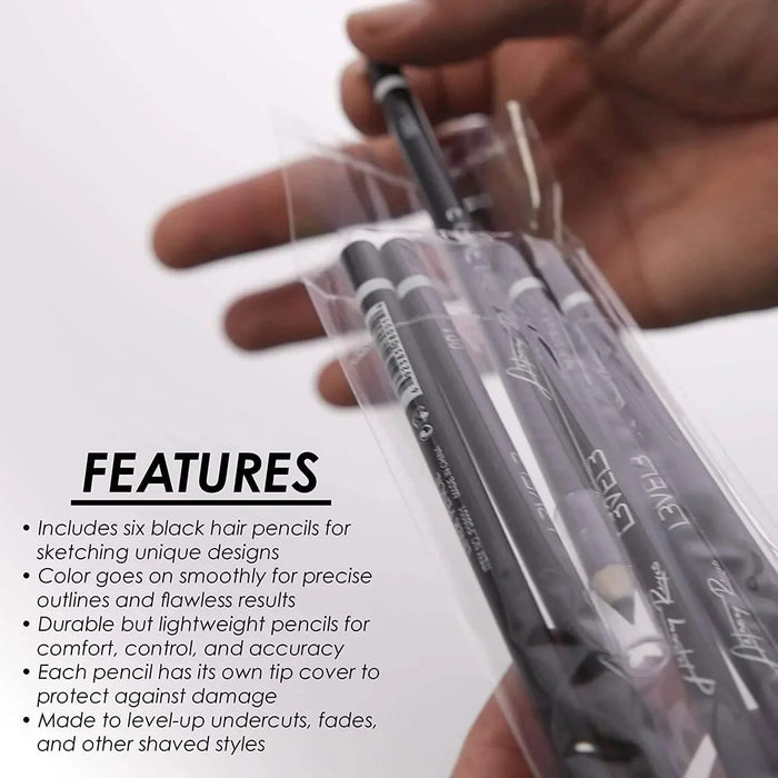 Lv3 6Pc Liner Pencils Black L3-EP1002BL-6PK