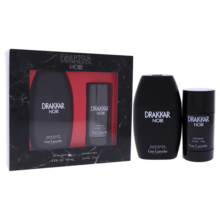 Drakkar Noir by Guy Laroche for Men - 2 pc Gift Set 3.4 oz EDT and 2.5 oz Deodorant Stick