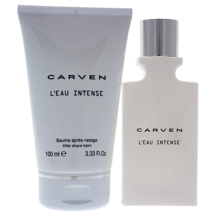 LEau Intense de Carven pour hommes - Coffret 2 pièces Spray EDT 1,66 oz, Baume après-rasage 3,33 oz