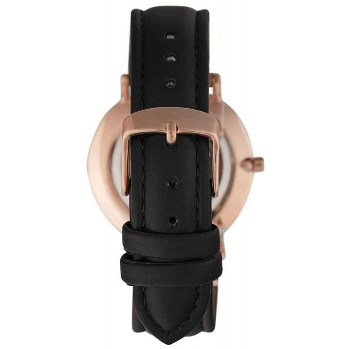 AO-176 Hygge - Montre charbon noir/bracelet en cuir noir par Andreas Osten pour femme - Montre 1 pièce