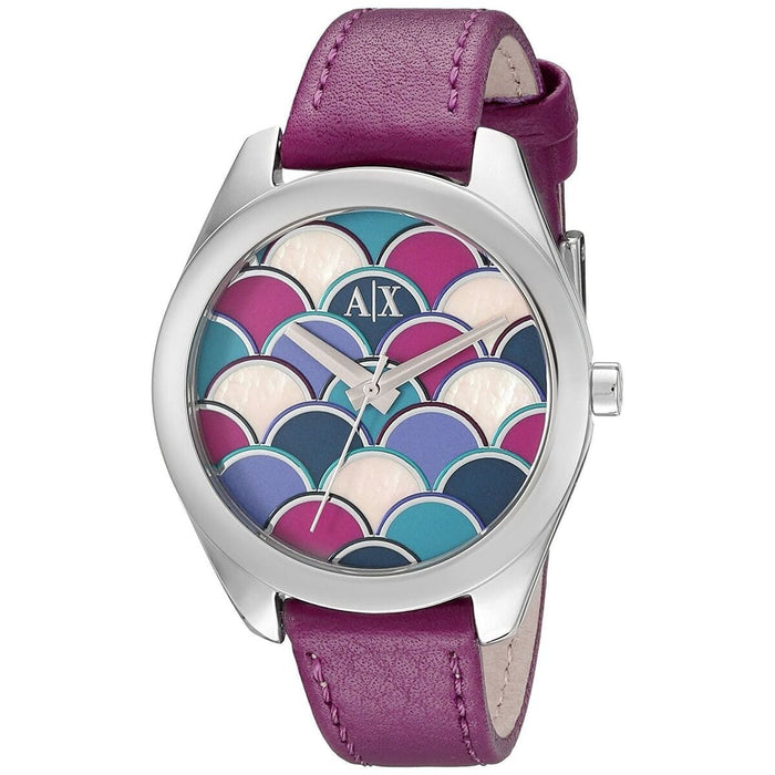 AX5523 Geo Purple Leather Watch by Armani Exchange for Women - 1 Pc Watch