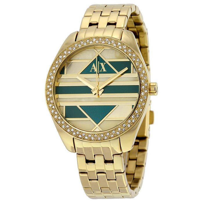 AX5527 Geo Gold-Tone Stainless Steel Bracelet Watch by Armani Exchange for Women - 1 Pc Watch