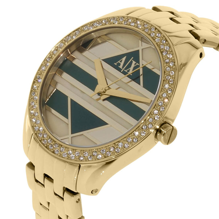 AX5527 Geo Gold-Tone Stainless Steel Bracelet Watch by Armani Exchange for Women - 1 Pc Watch