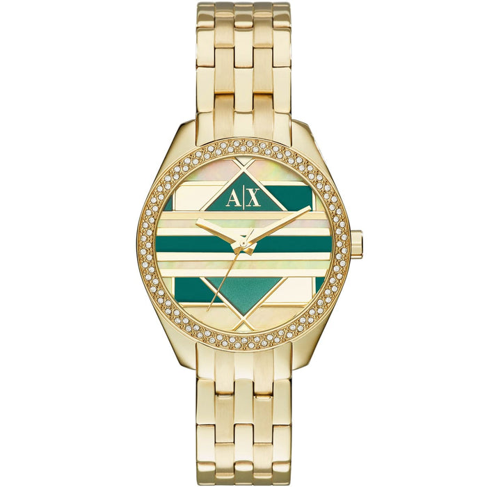 AX5527 Geo Gold-Tone Stainless Steel Bracelet Watch by Armani Exchange for Women - 1 Pc Watch