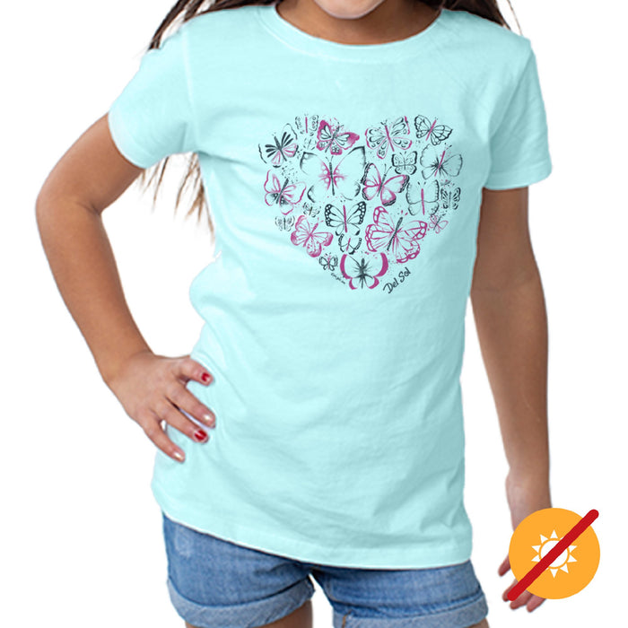 Girls Crew Tee - Heart Butterfly - Chill by DelSol pour femme - T-shirt 1 pièce (4T)