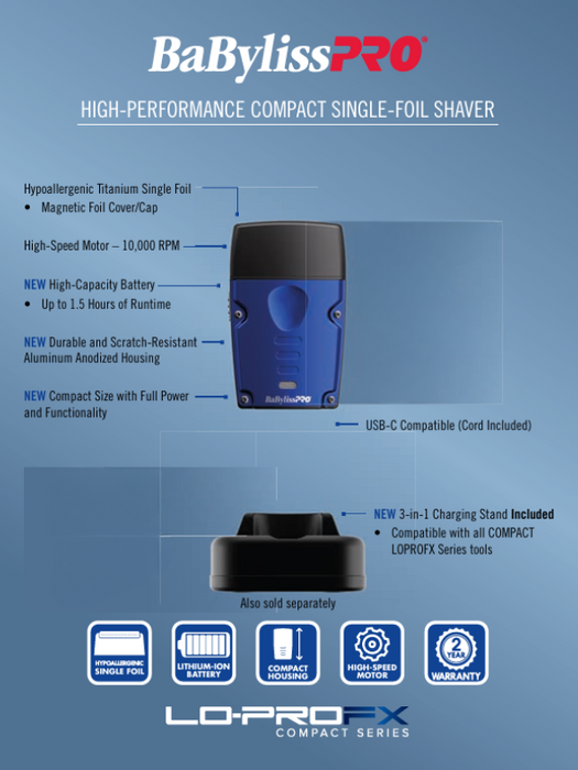 BaBylissPRO Limited FX High-Performance Compact Single-Foil Shaver