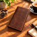 BarberSets Leather Long Bifold Card Holder Wallet - Brown, Medium (Model 101) - real photo, open