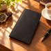 BarberSets Leather Long Bifold Card Holder Wallet - Black, Medium (Model 102) - real photo, open