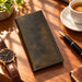 BarberSets Leather Long Bifold Card Holder Wallet - Dark Green, X-Large (Model 106XL) - real photo, open