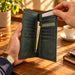 BarberSets Leather Long Bifold Card Holder Wallet - Green, X-Large (Model 107XL) - real photo, outer cover