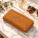BarberSets Women's Leather Zip-Around Long Wallet - Light Brown (Model 109L) - real photo, open