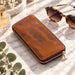 BarberSets Women's Leather Zip-Around Long Wallet - Medium Brown (Model 109M) - real photo, open