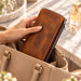 BarberSets Women's Leather Zip-Around Long Wallet - Medium Brown (Model 109M) - real photo, outer cover