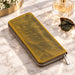BarberSets Women's Leather Zip-Around Long Wallet - Light Green (Model 111L) - real photo, open