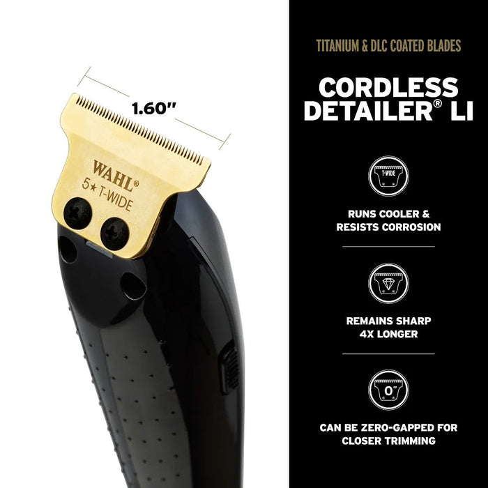 Wahl Combo de barbero inalámbrico Black Magic Clip Clipper &amp; Detailer Li Trimmer #3025397