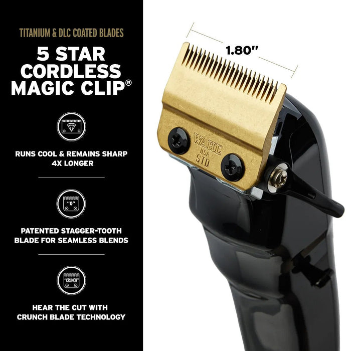 Wahl Combo de barbero inalámbrico Black Magic Clip Clipper &amp; Detailer Li Trimmer #3025397