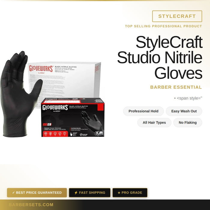StyleCraft Studio Nitrile Gloves Black (Large)