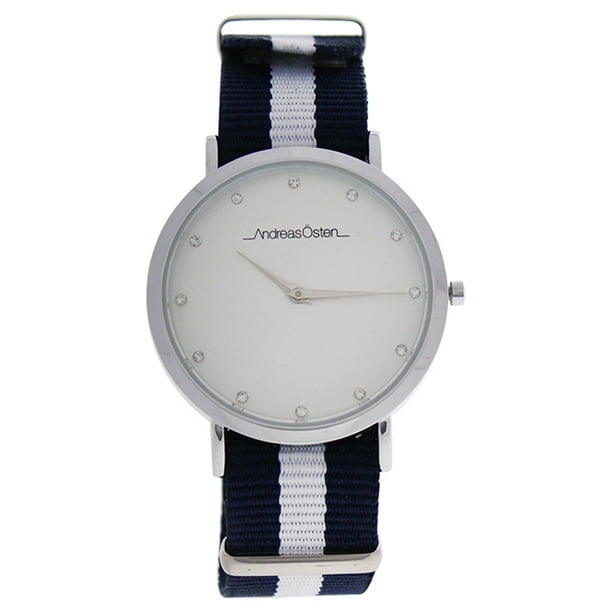 AO-21 - Silver-Blue and White Nylon Strap Watch by Andreas Osten for Women - 1 Pc Watch