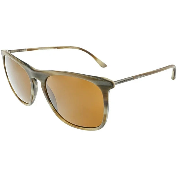 Giorgio Armani AR 8076 5494-73 Frames of Life - Matte Striped Beige-Brown by Giorgio Armani for Men - 55-17-145 mm Sunglasses